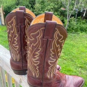 Justin Western Boots Lizard USA Made Handcrafted Men’s 9.5D